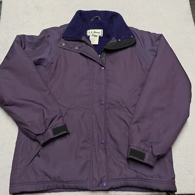 Vintage LL Bean Nylon Jacket Women’s Small Purple Fleece Line Deep Pile Ski - Image 1 of 4