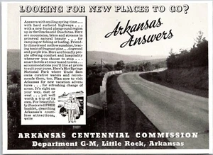PRINT AD 1937 Arkansas Centennial Commission Hot Springs National Park 4 x 6 - Picture 1 of 3