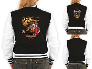 Damen College Jacke - Rockabilly Hot Rod Motiv - Rockabilly Jacke Damen / Frauen - Bild 1 von 5