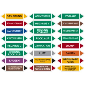 Rohrleitungskennzeichnung Fließrichtung Aufkleber Kennzeichnung DIN 2403 TRGS201 - Bild 1 von 98
