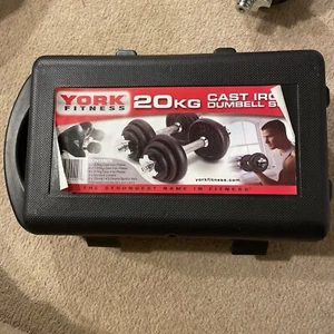 YORK Fitness 20kg Cast Iron Dumbbell Set and Case - Picture 1 of 3