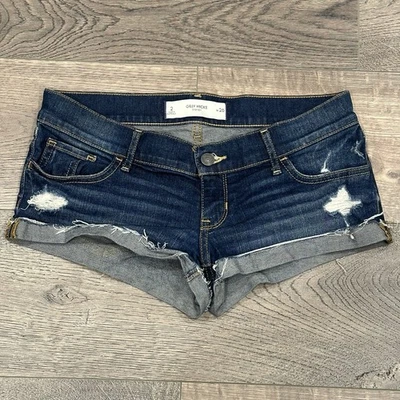 Pantalones Cortos Micro Jean Envejecidos De Colección Y2K Gilly Hicks Lavado Medio Tiro Bajo Talla 2 Foto 1 de 4