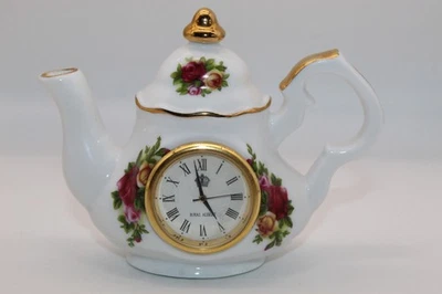 Vtg 1962 Royal Albert LTD Old Country Roses Decorative Miniature Teapot Clock - image 1 of 4