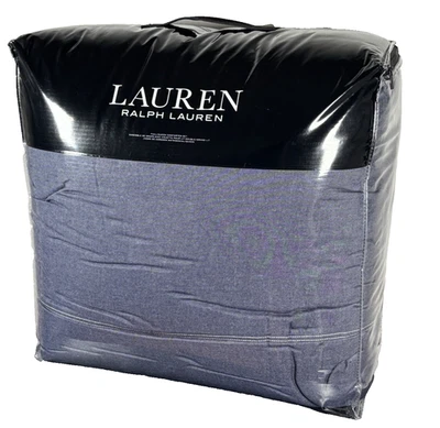 Ralph Lauren Queen Flynn Comforter Set Blue "Denim-Look" Cotton Bedding w/ Shams - Image 1 of 4