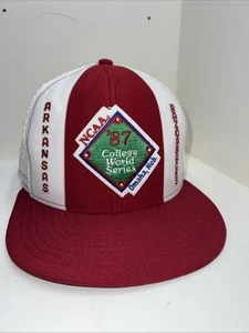 Vintage Arkansas Razorbacks NCAA 87 College World Series SnapBack Made In USA - Bild 1 von 11