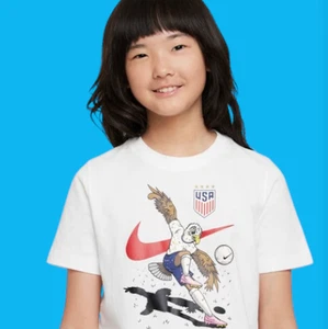 Nike Jugend Mädchen USA USWNT Adler Maskottchen Fußball weiß T-Shirt (M) - Bild 1 von 6