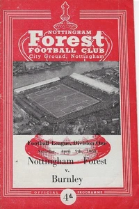 NOTTINGHAM FOREST V BURNLEY ~ 9 DE ABRIL DE 1960 ~ ¡CAMPEONES DE LA LIGA BURNLEY!! - Imagen 1 de 1