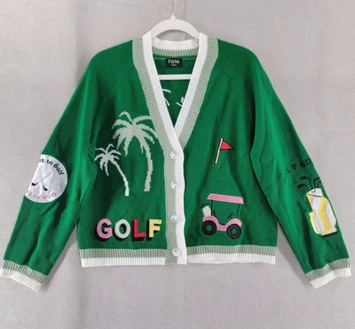 Suéter Fate Mujer Mediano Kelly Verde Bordado Cárdigan Preppy Golf Addict Foto 1 de 4