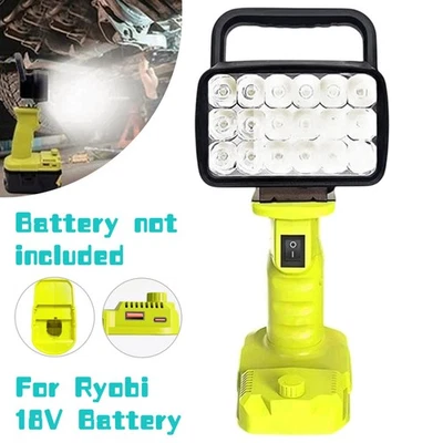 For Ryobi 18V Battery LED Work Light Camping Lamp Outdoor Spotlight Torch Tools
