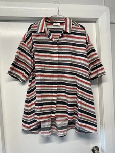Mela Purdie red grey striped tshirt Mini dress size large 14 - Picture 1 of 8