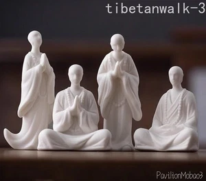Statua monaco in ceramica 4 pezzi buddismo zen figura da tavolo decorazione - Foto 1 di 3