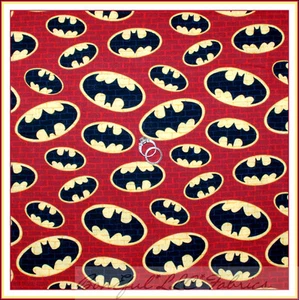 BonEful Fabric FQ Cotton Quilt BATMAN Red Brick Black Marvel DC Comic Super Hero - Picture 1 of 15
