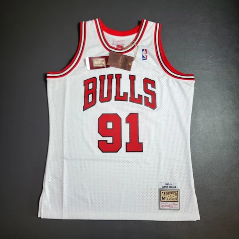 100% Authentic Dennis Rodman Mitchell Ness 97 98 Bulls Jersey Size L 44 Mens Cover