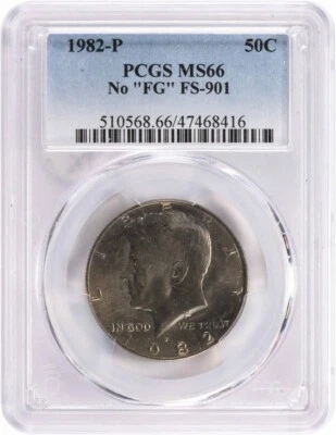1982-P Kennedy Half Dollar No "FG" FS-901 MS66 PCGS - Image 1 of 2