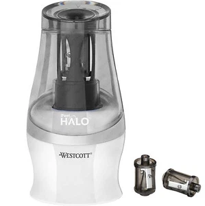 Westcott iPoint Halo Pencil Sharpener + 2 Replacement Blades - White - Picture 1 of 1
