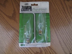 2 Vintage Zampa 25W Candelabra Clear Decorative Long Flame Tip Lamp Bulbs NEW - Picture 1 of 6
