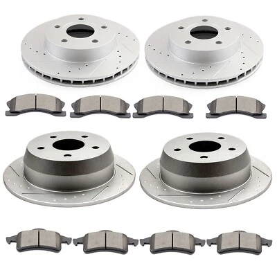 For 1999 - 2004 Jeep Grand Cherokee Front Rear Rotors Ceramic Brakes Pads Kit Foto 1 de 4