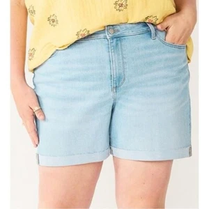 NWT Sonoma Premium High-Waist Denim Shorts Blue Plus Size 24W - Picture 1 of 1
