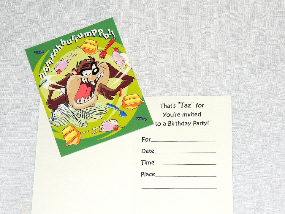 NUEVO LOONEY TUNES TAZ 8 INVITACIONES CON SOBRES SUMINISTROS PARA FIESTAS Foto 1 de 1