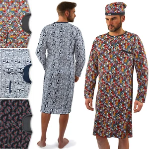 Camisón hombre Sesto mono algodón de una pieza manga larga + gorro de noche - Imagen 1 de 43