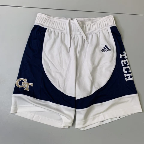 New Adidas Georgia Tech Yellow Jackets Basketball Shorts Small White Blue NCAA Cover