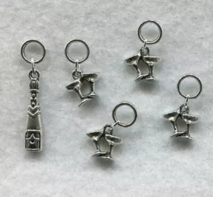 Champagne Knitting Stitch Markers Celebration Vino Wine New Years Set of 5/SM112 - Picture 1 of 1