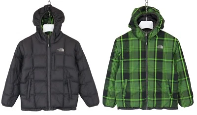 THE NORTH FACE 550 Jacket Boy's MEDIUM Hooded Down Filled Quilted Reversible - Image 1 of 4