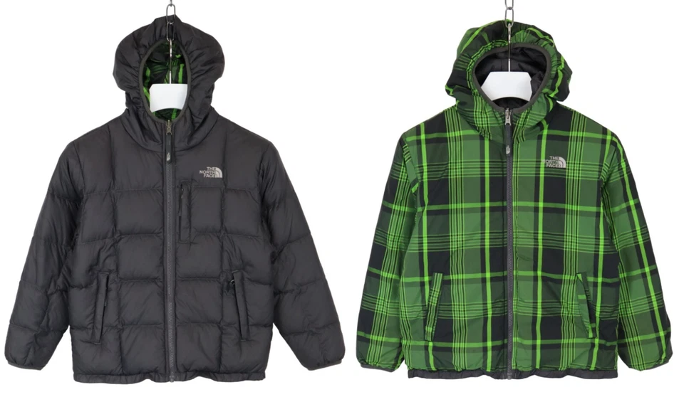 THE NORTH FACE 550 Jacket Boy's MEDIUM Hooded Down Filled Quilted Reversible - Image 1 of 4