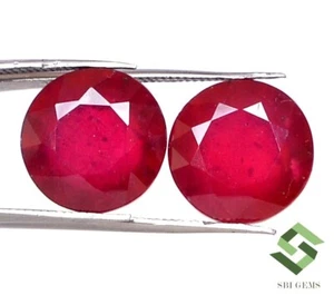 22.92 Cts Natural Ruby Round Cut Pair 12 mm Calibrated Loose Gemstones GF - Picture 1 of 6