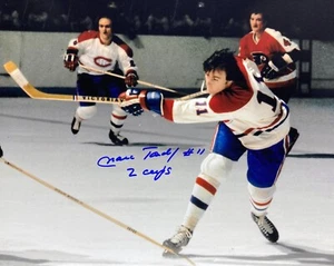 MARC TARDIF (7) Montreal Canadiens Autographed 8x10 Photo with 2 Cups insc. - Picture 1 of 2