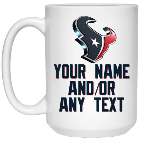 Custom Personalized Houston Texans 3D Logo White 15 oz Ceramic Coffee Mug Cup Cover