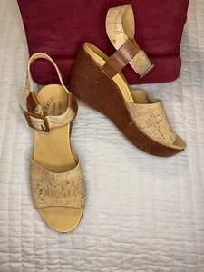 Kork-Ease Women's Sz 9 M Keirn Wedge Platform Sandal Leather/Natural Cork K40606 - Picture 1 of 8