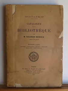 Catalogue de la Bibliotheque de M. Ricardo Heredia Part 1 1891 Antiquarian Books - Picture 1 of 6