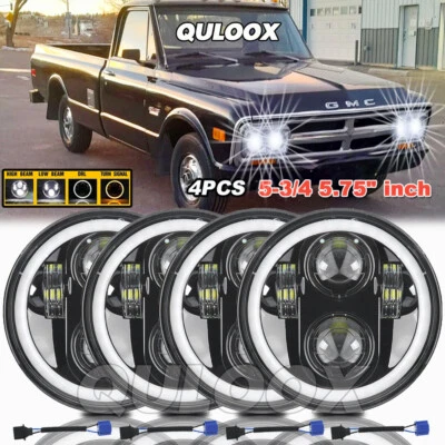 4PCS 5.75" 5-3/4" Round LED Headlights Fits GMC C15/C1500 1961-1972 Pickup C2500 - Image 1 of 4