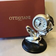 Vtg New Ottaviani Clock Sculpture Silver 800 Coated Statue  Made in Italy NIB