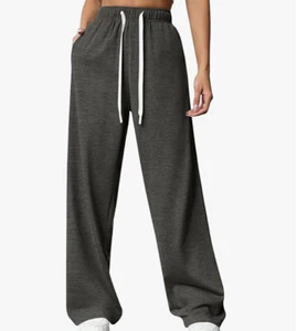 PINSPARK Women's Size SMALL Wide Leg High Waisted Baggy Sweatpants in gray - Picture 1 of 6