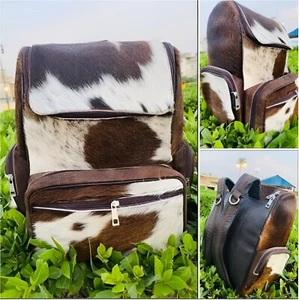 Mochila de pañales de cuero de vaca real - Bolso de cuero occidental para el pelo | Elegante y duradera - Imagen 1 de 6
