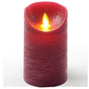 LED Echtwachskerze mit Timer flackender Docht Weinrot Höhe 15cm - Picture 1 of 1