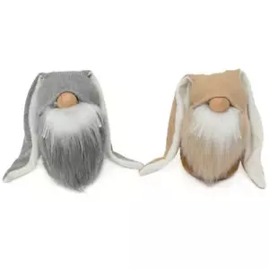 Coppia Gnomi T4461 Floppy Lop Orecchio Coniglietto Coniglio Bicolore Barba Baffi 6,25" H - Foto 1 di 1