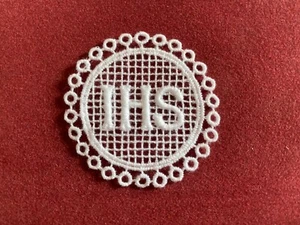 IHS - In His Service lace motif, appliqué, patch/junk journal/collage/craft - Picture 1 of 1