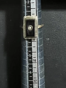 Anillo de luto victoriano oro amarillo 14K perla semilla de ónix negro talla 3,5 en muy buena condición 2,0 g. - Imagen 1 de 5