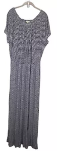 Sejour Women’s Navy White Stripe Short Sleeve Maxi Dress Plus Size 1X New - Picture 1 of 8