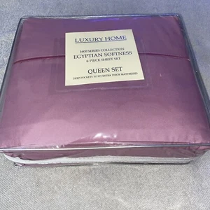 Luxury Home 1600 Series Collection 6 Piece Bet Sheet Set Light Plum Queen New!! - Picture 1 of 5