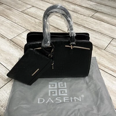 Dasein Womens Ostrich Faux Leather Handbags Satchels Ladies Purses w/Wallet NWT - Image 1 of 4