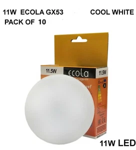 PAQUETE DE 10 GX53 11W ECOLA LED Bombilla Lámpara Tablet BLANCO FRESCO 6000K £4.00 p/u - Imagen 1 de 6