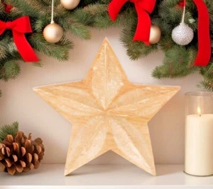 Sass&Belle Mango Estrella de Madera Independiente Decoración de Navidad 3D Efecto Tallado - Imagen 1 de 4
