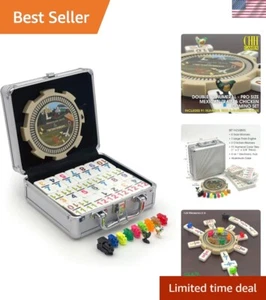 Elegant Double 12 Mexican Train Dominoes in Aluminum Case - Game Night Essential - Picture 1 of 9