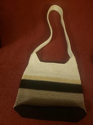 First Issue by Liz Claiborne Crocheted Striped Shoulder Bag Snap Closure LNC - Image 1 of 4
