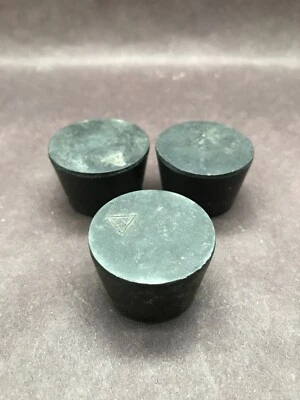 Lot of 3 Laboratory Size 7 #7 Solid Black Rubber Flask Stopper Seal - Image 1 of 2