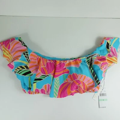 Bikini Trina Turk para mujer amapola fuera del hombro volantes bandeau talla 8 Foto 1 de 4